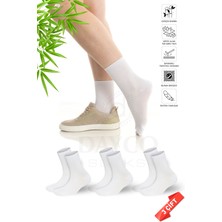 Dayco Premium Lastiksiz Sıkma Yapmayan Beyaz Renk Dikişsiz Kadın Bambu Soket Çorap - 36-40 - 371BYZ-3lu