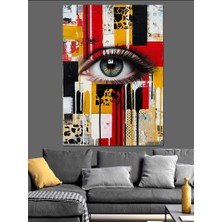 Tablomega Renkli Boya Sıçratmalı Sanatsal Göz Dekoratif Kanvas - Mdf Ahşap Tablo