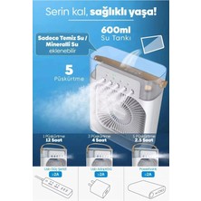 VeraGlobe Buğz Taşınabilir Işıklı 5 Spreyli Vantilatör Buzlu Buharlı Vantilatör Mini Fan Nemlendirici - Buğz