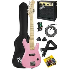 Nuvvo CEG-30PK 4-6 Yaş Çocuklar Için Amfili Full 1/4 30 Inç Elektro Gitar Seti Pembe