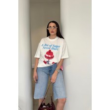 Magarde Premium Yeni Sezon Baskılı T-Shirt- Ekru
