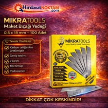 Mikra Tools Maket Bıçağı Yedeği 0,5×18 mm 7 Kırımlı 100 Adet (10×10 Tüp) – Geniş Kesim