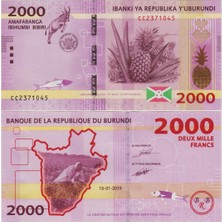 Banknoting Burundi 2000 Frank 2015 Çil.