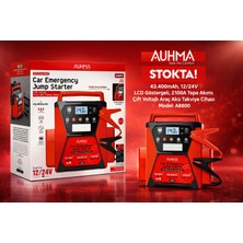 Azurtech Auhma A8800 43400MAH 12V/24V Araç Akü Takviye Cihazı 2100A Jump Starter LCD Ekranlı