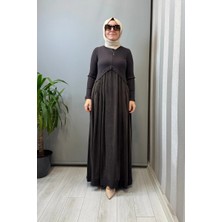 Miss Dalida Triko Cupro Elbise Kahve T26Y-4001