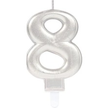 VeraGlobe Buğz 8 Rakamı Mum Gümüş Renk