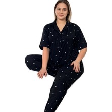 Bipamuk Velmora Gömlek Yaka Kısa Kol Büyük Beden Kadın Pijama Takımı 3xl–6xl