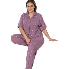 Bipamuk Serella Gömlek Yaka Kısa Kol Büyük Beden Kadın Pijama Takımı 3xl–6xl