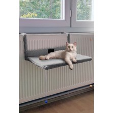 Feyza Design Gri Polar Peluş Radyatör Yatağı Kedi Hamak