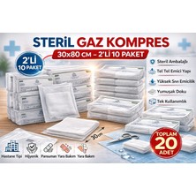 Sylar Gaz Kompres 30X80 cm 2'li 10 Paket Tel Tel Gazlı Bez Yara Bakım Kompresi