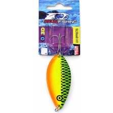 Metal Olta Kaşığı – Fosforlu Yeşil Turuncu Pull Desenli Sahte Yem