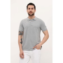 Uniprom Polo Yaka Tişört %100 Pamuk Gri Melanj Erkek