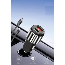 Başkenttekno Araç Şarj Başlık 45W Hızlı Şarj Çift Girişli Lightnıng USB  Araç Şarj Başlık Ultra Hızlı