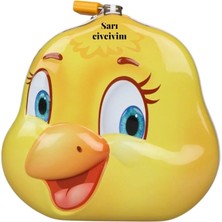 Hediye Fikri Kişiye Özel Sevimli Ördek Yavrusu Tasarımlı Kilitli Metal Kumbara – 15X15X7.5 cm Sarı Renk