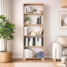 Midoser Lucas Serisi Safir Meşe 5 Raflı Kitaplık