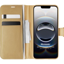 Microsonic Apple iPhone 17E Kılıf Delux Leather Wallet Gold