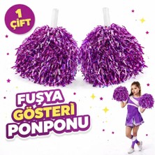 İlk El Grup 1 Çift Fuşya Okul Gösteri Ponponları - Ekstra Dolgun