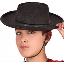 Dua Giyim Siyah Renk Keçe Flamenko Şapkası Çuk Boy