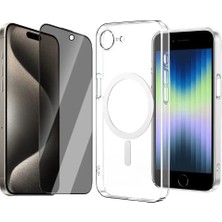 Vendas iPhone 17E Kılıf Zore M-safe Şarj Özellikli Şeffaf Kamera Çerçeveli Porto Kapak + Hayalet Ekran Koruyucu