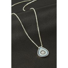 İsmiyle Al Oval Nazar Zirkon Taşlı Kolye