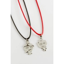 İsmiyle Al Ateş ve Su 2'li Vinlex Deri Kolye