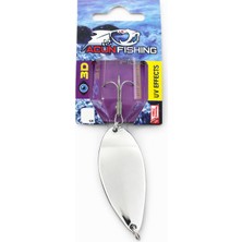 Acun Fishing Parlak Gümüş Metal Olta Kaşığı – Uv Efektli 3D Gözlü Sahte Balık Yemi