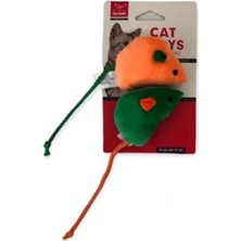 Renkli Peluş Kedi Oyuncağı Çiftli Set - Çok Renkli