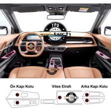 Ael-Tech Kgm Ssangyong Torres / Actyon Uyumlu Vites Etrafı ve Kapı Kolları Piano Black Tpu Koruyucu 2025-2026