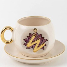 BSK Ceramics Handmade Harfli Lotus Kahve Fincanı Inner Peace W Harfi
