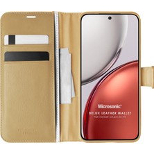 Microsonic Honor Magic 8 Lite Kılıf Delux Leather Wallet Gold