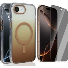Vendas iPhone 17E Kılıf M-safe Şarj Özellikli Transparan Renk Geçişli Zore Toros Kapak + Hayalet Ekran Koruyucu