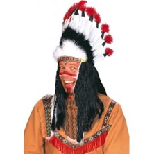 İlk El Grup Kızılderili Başlığı Şapkası Kırmızı Beyaz