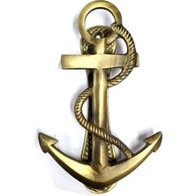 İsmiyle Al Antika Tarz Dekoratif Pirinç Halatlı, Çapa, Denizci, Gemici Kapı Tokmağı, Taktak - 170X60MM, S