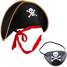 Dua Giyim Kaptan Jack Çuk Korsan Şapkası ve Göz Bandı Seti