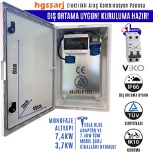 Hgsşarj "bluepan" 7,4kw 3X32A Monofaze Elektrikli Araç Kombinasyon Panosu Tesla Blue Adaptör Uyumlu Vıko Sigorta Grubu Kombinasyon Kutusu
