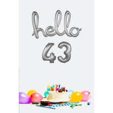 Feyza Design 43 Yaş Doğum Günü Gümüş Folyo Balonları - El Yazısı