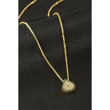 İsmiyle Al Oval Nazar Zirkon Taşlı Kolye