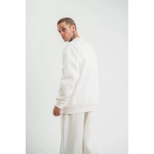 Meğdaix Uzun Kol Bisiklet Yaka Basic Sweatshirt - Beyaz