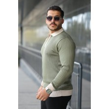 Ezel Glory Erkek Kol ve Yaka Detaylı Uzun Kollu Triko