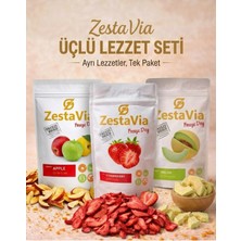 ZestaVia Freeze Dried 3'lü Çıtır Lezzet! Dondurularak Kurutulmuş Çıtır Kavun, Çilek 15G-ELMA 20G