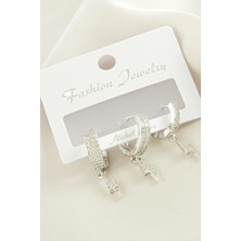 İsmiyle Al 3 Adet Şimşek Zirkon Taşlı Küpe