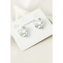 İsmiyle Al Kalp Taşlı Mineli Küpe