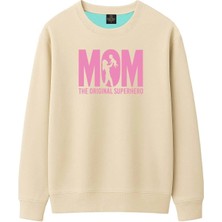 Espina Premium Regular Mom Superhero Baskılı Sweatshirt