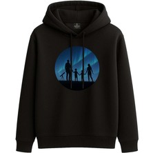 Espina Premium Kuzey Işıkları Aile Baskılı Kapüşonlu Sweatshirt