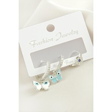 İsmiyle Al 3 Adet Kelebek Zirkon Taşlı Küpe