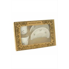 İsmiyle Al Papatya Kiraz Desenli Seramik Ikili Fincan Takımı