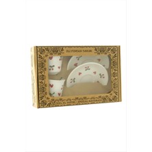 İsmiyle Al Kalp Kiraz Desenli Seramik Ikili Fincan Takımı