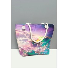 İsmiyle Al Satürn Desenli Plaj Çantası