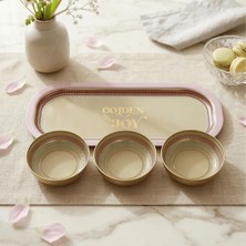 Sarkap Home 3'lü Çerezlik ve Sunumluk Tepsi Seti - Golden Joy