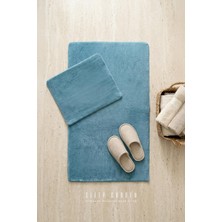 Sleep Garden Luniva Banyo Paspas Seti Kaydırmaz 60X100 cm + 50X60 cm Mavi